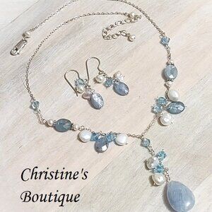 Kynate, Calcite Stones, Cultured Freshwater Pearls Necklace ER's